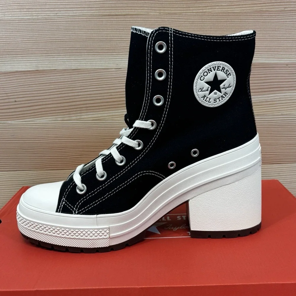 Converse Chuck 70 De Luxe Heel Sneakers Black/White Men 9 Women's 11 A05347C